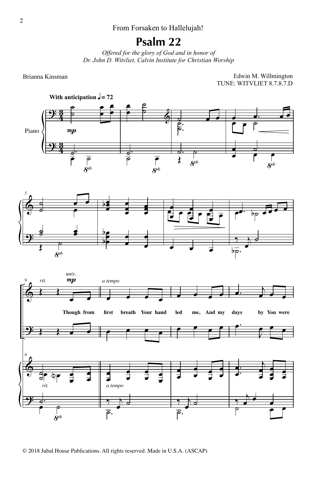 Ed Willmington Psalm 22 sheet music notes and chords. Download Printable PDF.