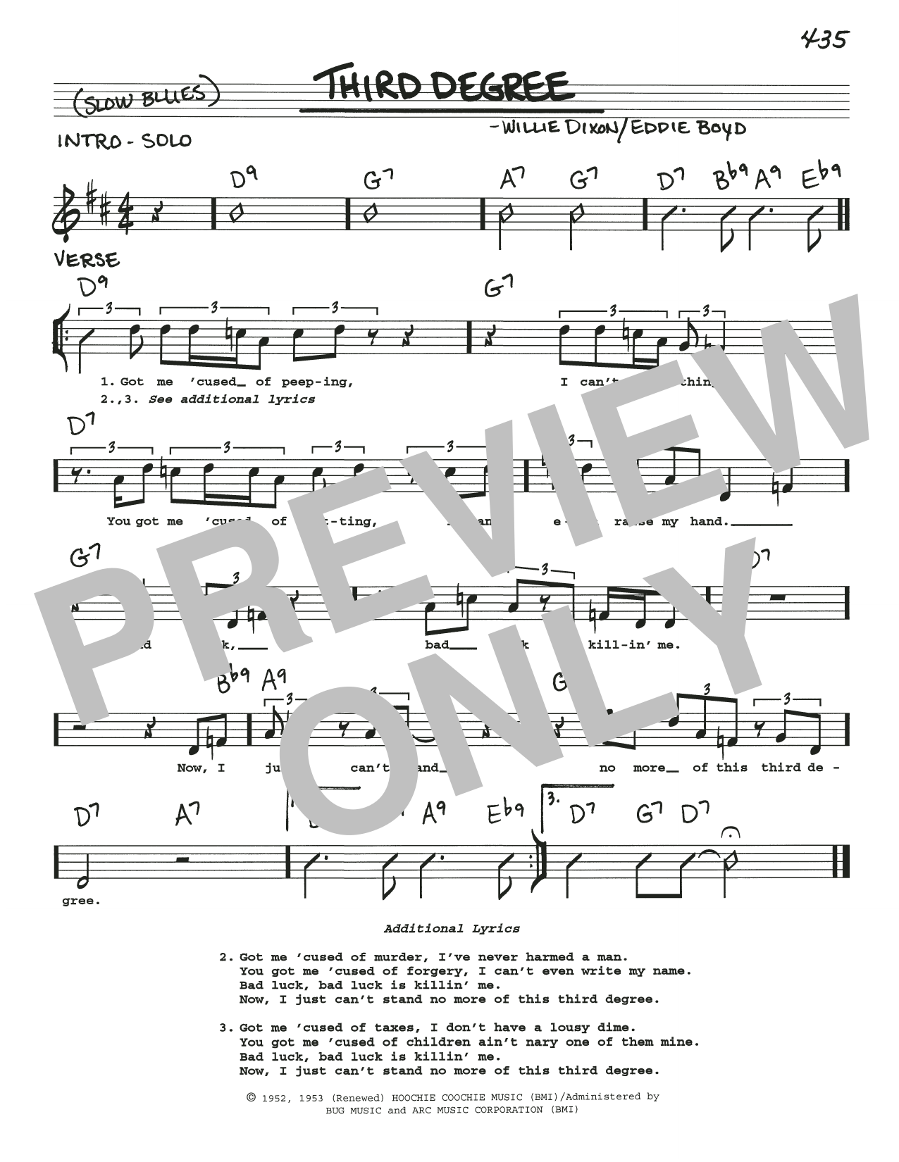 Eddie Boyd Third Degree sheet music notes and chords. Download Printable PDF.