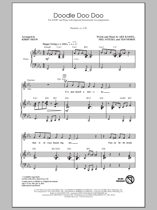 Learn to play Eddie Cantor Doodle Doo Doo (arr. Kirby Shaw) sheet music for SSA Choir in minutes. Eddie Cantor Doodle Doo Doo (arr. Kirby Shaw) sheet music notes and chords. Download Printable PDF.