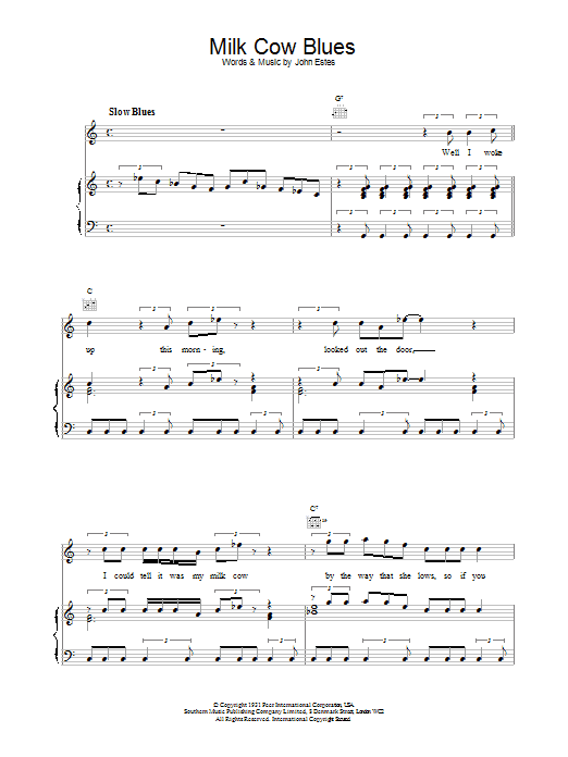 Eddie Cochran Milk Cow Blues sheet music notes and chords. Download Printable PDF.