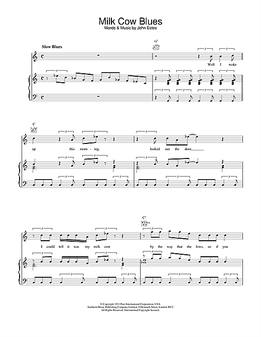 Eddie Cochran Milk Cow Blues sheet music notes and chords. Download Printable PDF.