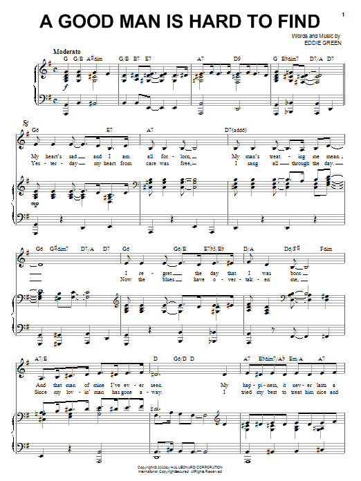 Learn to play Eddie Green A Good Man Is Hard To Find sheet music for Real Book – Melody, Lyrics & Chords – C Instruments in minutes. Eddie Green A Good Man Is Hard To Find sheet music notes and chords. Download Printable PDF.
