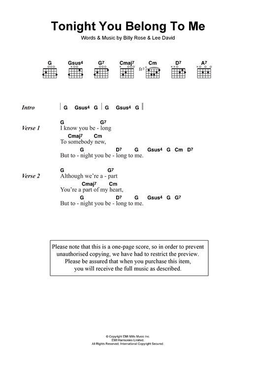Eddie Vedder Tonight You Belong To Me Sheet Music Pdf Notes Chords Pop Score Guitar Chords Lyrics Download Printable Sku 117014