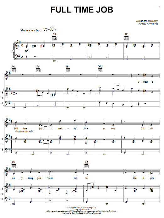 Eddy Arnold Full Time Job sheet music notes and chords. Download Printable PDF.