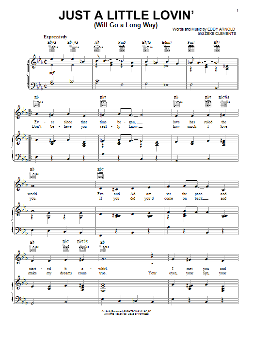 Eddy Arnold Just A Little Lovin' (Will Go A Long Way) sheet music notes and chords arranged for Easy Lead Sheet / Fake Book