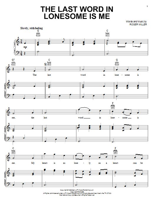 Learn to play Eddy Arnold The Last Word In Lonesome Is Me sheet music for Piano Chords/Lyrics in minutes. Price: 3.9900$ Eddy Arnold The Last Word In Lonesome Is Me sheet music notes and chords arranged for Piano Chords/Lyrics