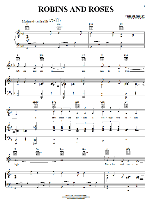Learn to play Edgar Leslie Robins And Roses sheet music for Piano, Vocal & Guitar (Right-Hand Melody) in minutes. Edgar Leslie Robins And Roses sheet music notes and chords. Download Printable PDF.