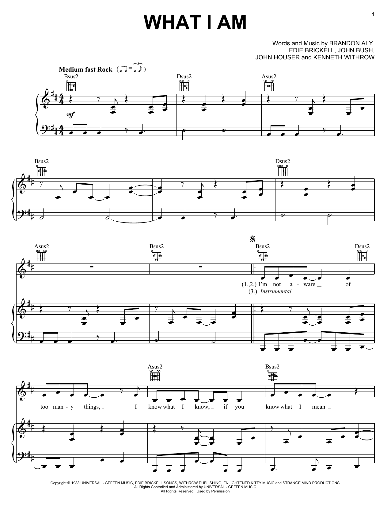Edie Brickell New Bohemians quot What I Am quot Sheet Music PDF Notes Chords