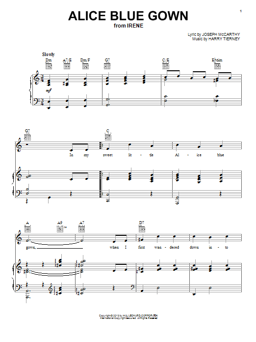 Learn to play Edith Day Alice Blue Gown sheet music for Piano Solo in minutes. Edith Day Alice Blue Gown sheet music notes and chords. Download Printable PDF.