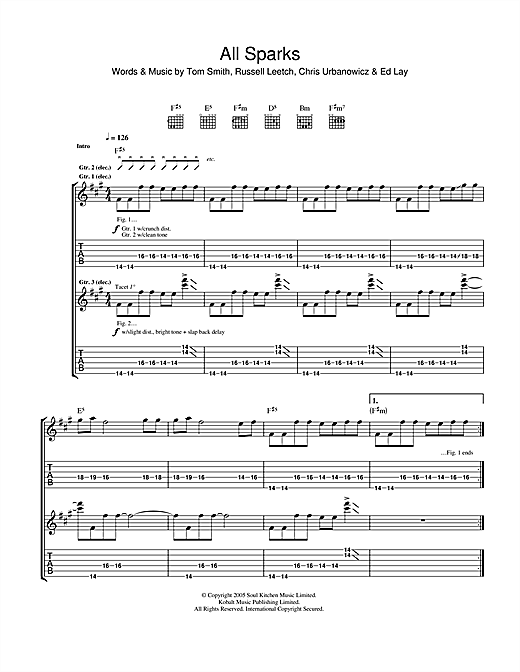 Editors All Sparks sheet music notes and chords. Download Printable PDF.