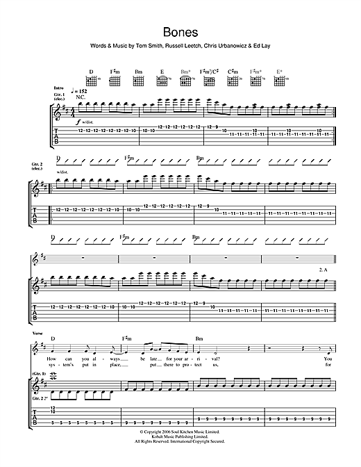 Editors Bones sheet music notes and chords. Download Printable PDF.