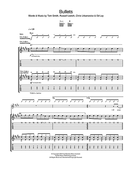 Editors Bullets sheet music notes and chords. Download Printable PDF.