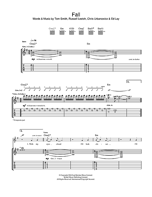 Editors Fall sheet music notes and chords. Download Printable PDF.