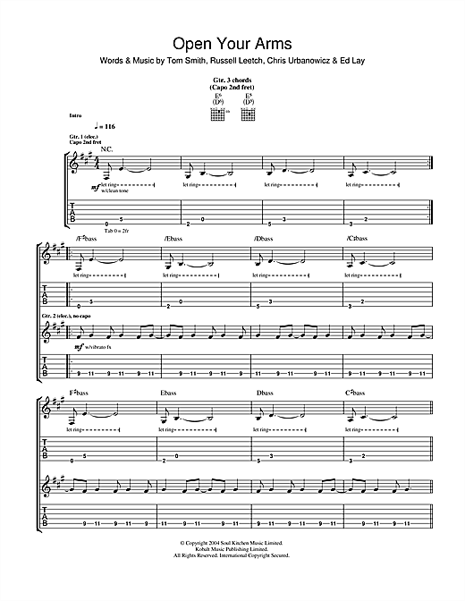 Editors Open Your Arms sheet music notes and chords. Download Printable PDF.