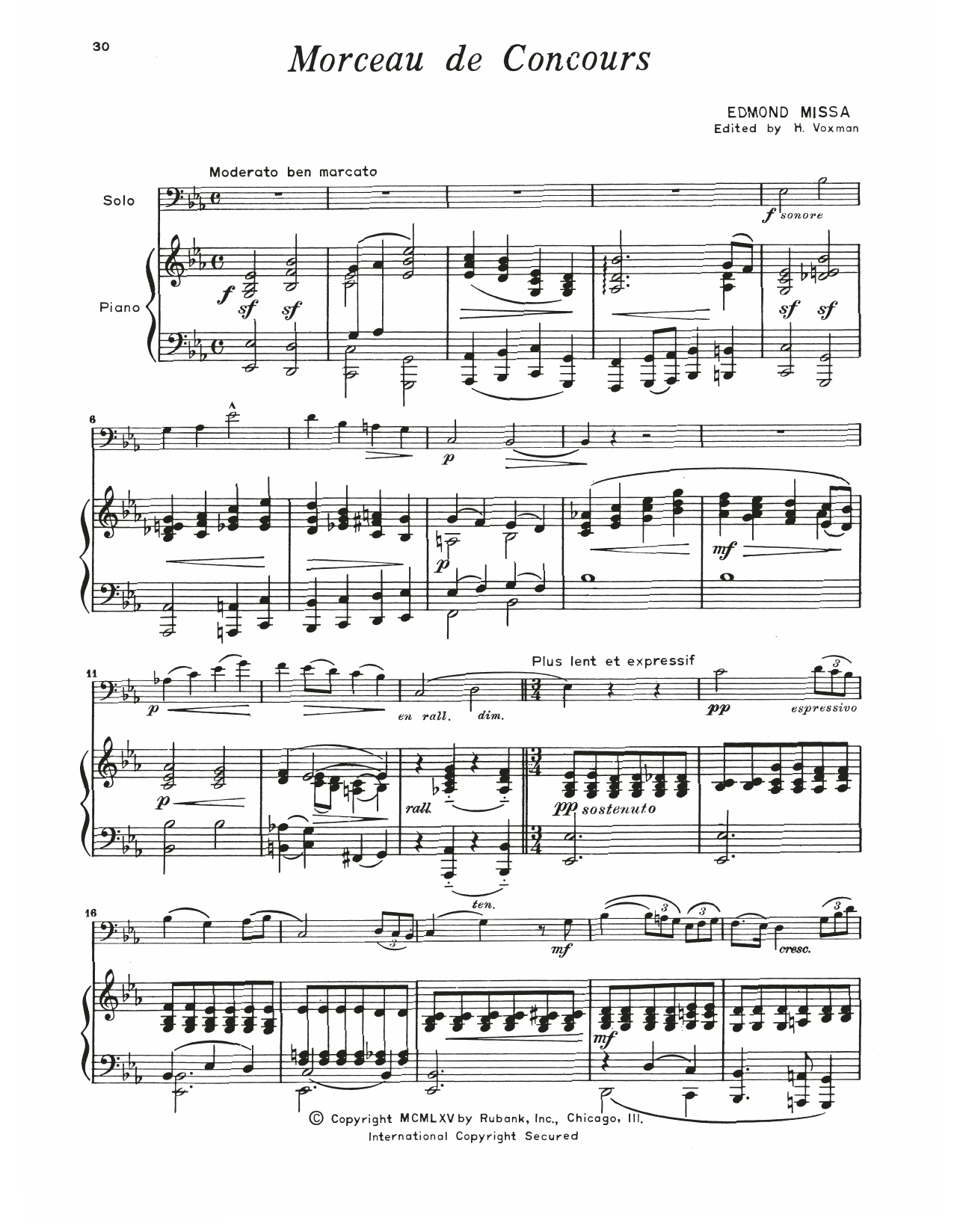 Edmond Missa Morceau De Concours sheet music notes and chords. Download Printable PDF.