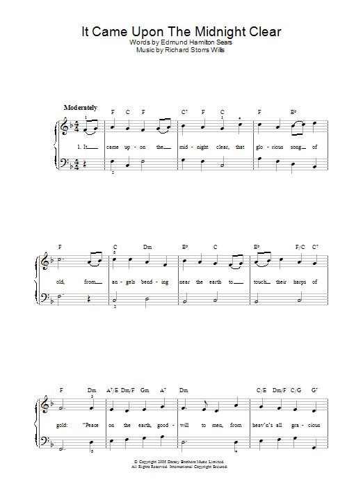 Edmund Hamilton Sears It Came Upon The Midnight Clear sheet music notes and chords. Download Printable PDF.