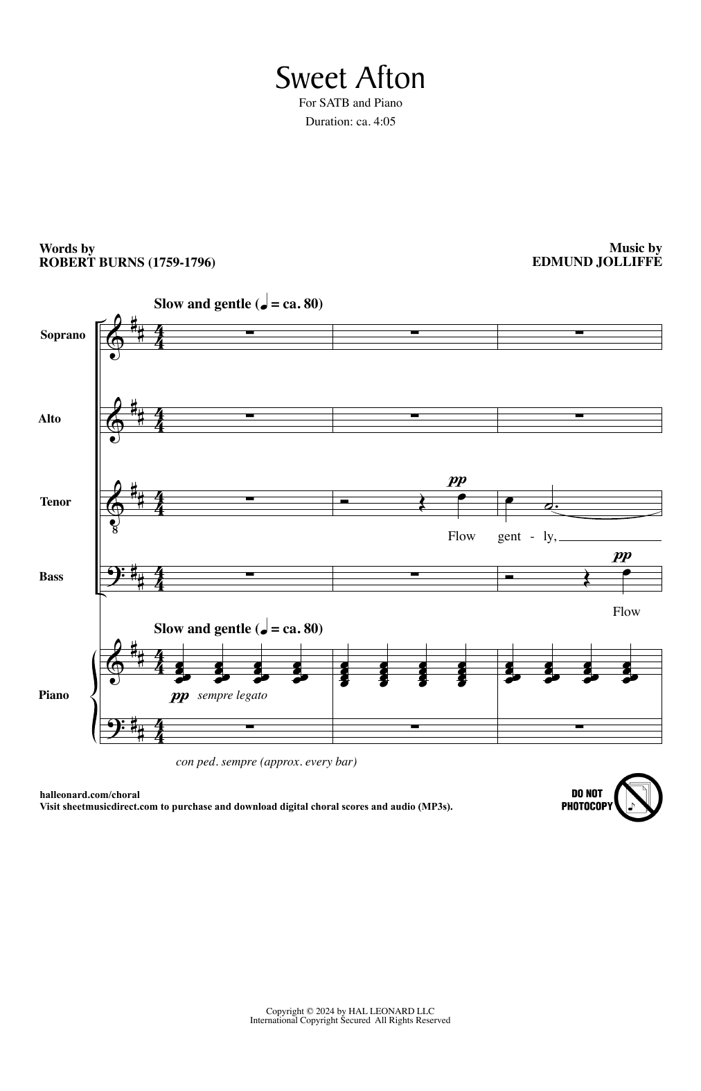 Edmund Jolliffe Sweet Afton sheet music notes and chords. Download Printable PDF.