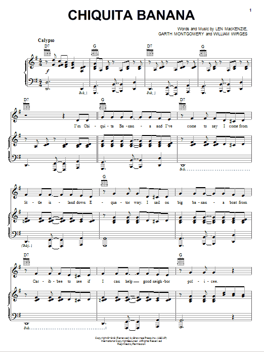 Edmundo Ros Chiquita Banana sheet music notes and chords. Download Printable PDF.