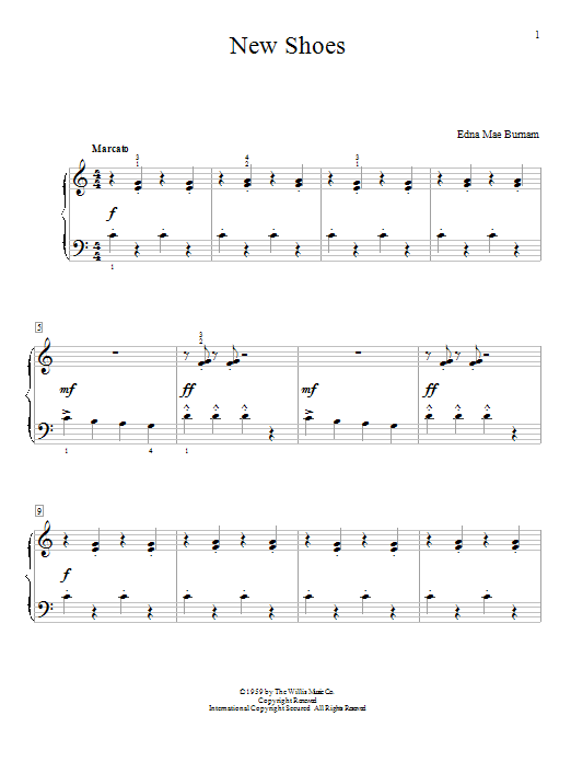 Edna Mae Burnam New Shoes sheet music notes and chords. Download Printable PDF.