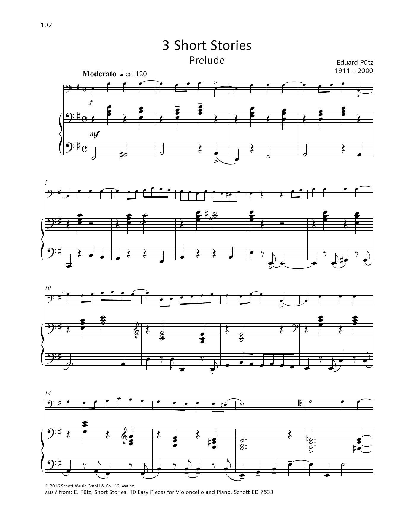 Eduard Pütz Prélude sheet music notes and chords. Download Printable PDF.