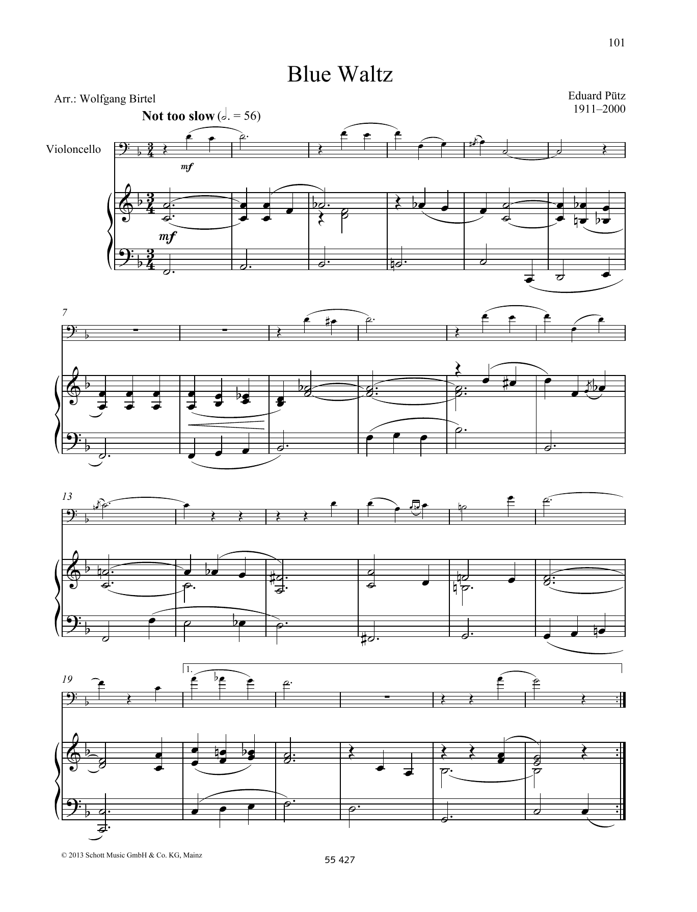 Eduard Putz Blue Waltz sheet music notes and chords. Download Printable PDF.