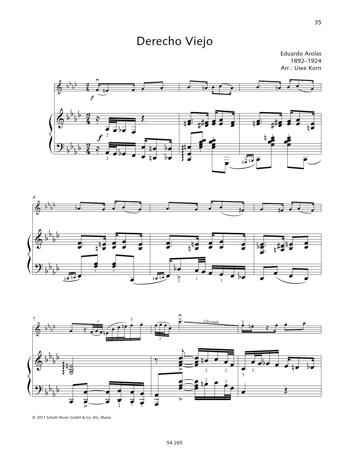 Eduardo Arolas Derecho Viejo sheet music notes and chords. Download Printable PDF.