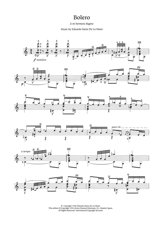 Eduardo Sainz de la Maza Bolero sheet music notes and chords. Download Printable PDF.