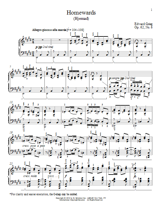 William Westney Homewards (Hjemad), Op. 62, No. 6 Sheet Music, Homewards (Hjemad), Op. 62, No. 6 music notes for Sample Page