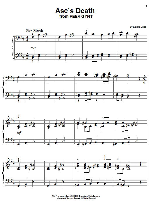 Edvard Grieg Ase's Death sheet music notes and chords. Download Printable PDF.