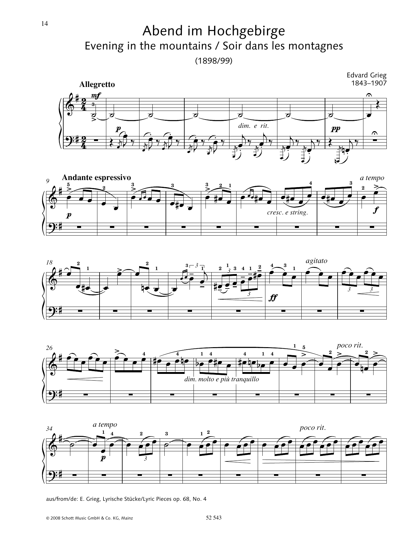 Learn to play Edvard Grieg Evening in the mountains sheet music for Piano Solo in minutes. Price: 6.9900$ Edvard Grieg Evening in the mountains sheet music notes and chords arranged for Piano Solo