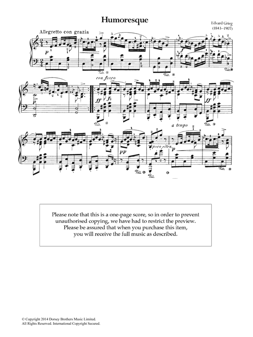 Learn to play Edvard Grieg Humoresque sheet music for Piano Solo in minutes. Edvard Grieg Humoresque sheet music notes and chords. Download Printable PDF.
