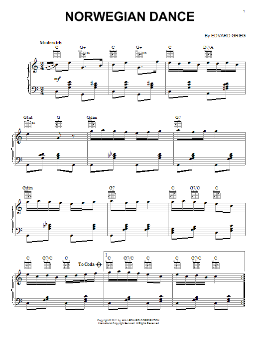 Edvard Grieg Norwegian Dance No. 2 Op. 35 sheet music notes and chords. Download Printable PDF.