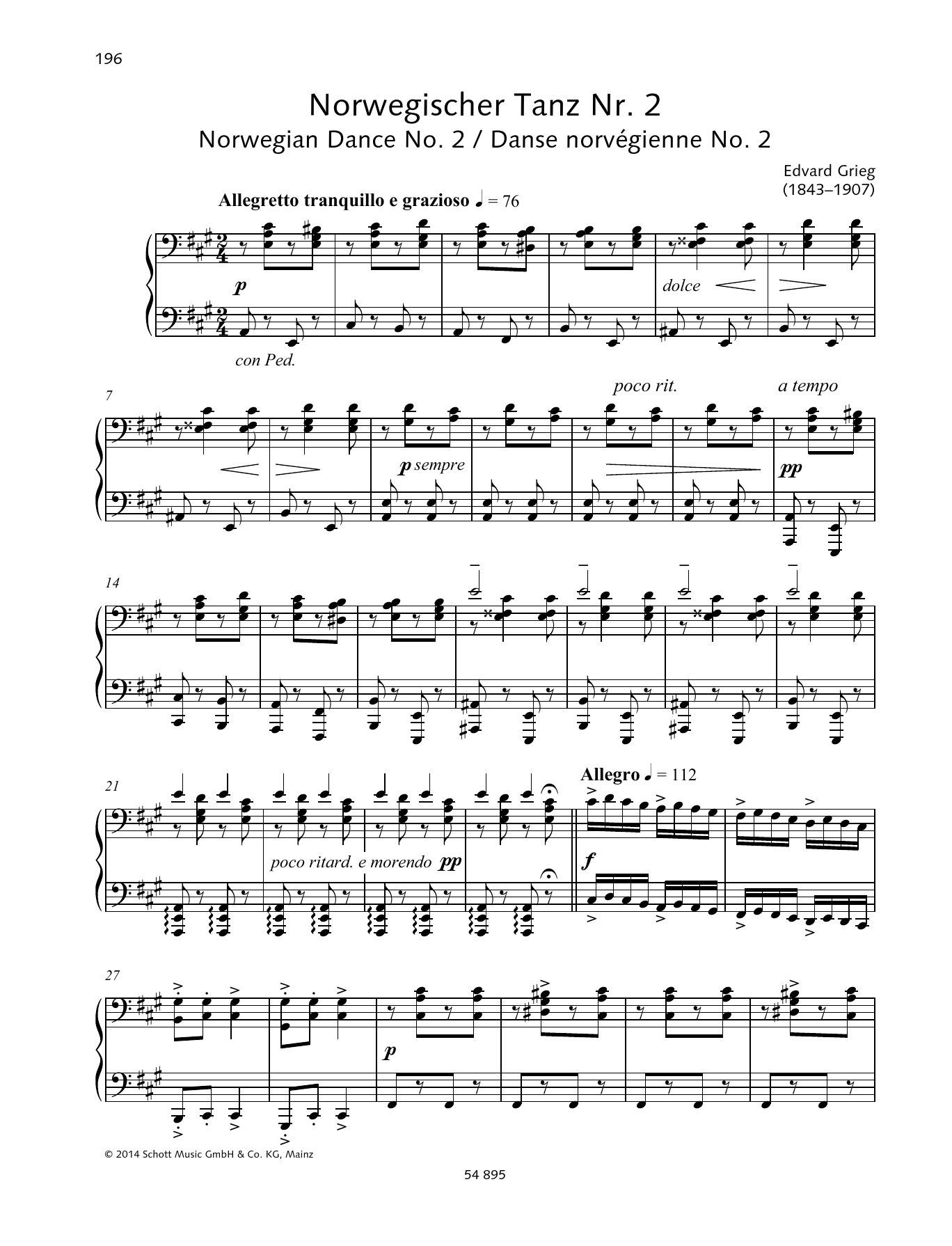 Learn to play Edvard Grieg Norwegian Dance No. 2 sheet music for Piano Duet in minutes. Price: 6.9900$ Edvard Grieg Norwegian Dance No. 2 sheet music notes and chords arranged for Piano Duet
