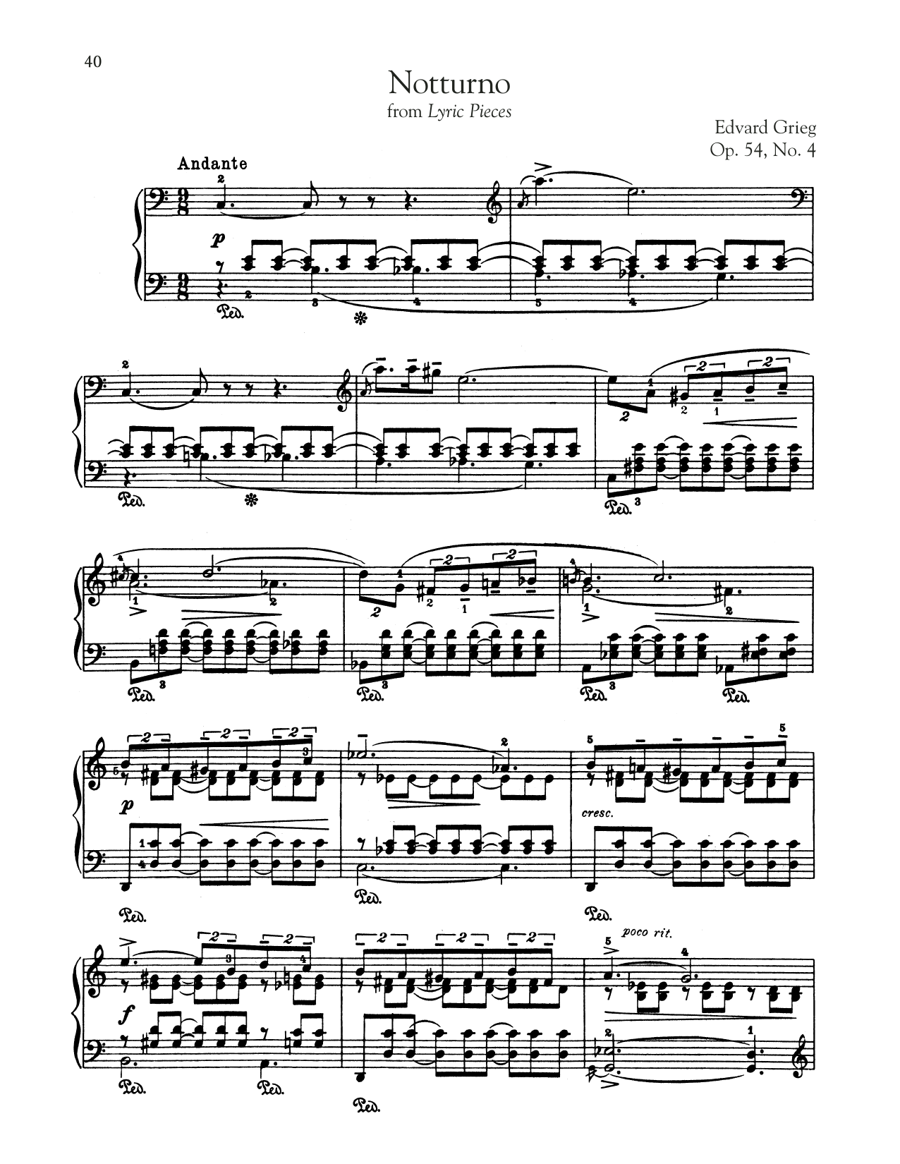 Learn to play Edvard Grieg Notturno, Op. 54, No. 4 sheet music for Educational Piano in minutes. Price: 6.9900$ Edvard Grieg Notturno, Op. 54, No. 4 sheet music notes and chords arranged for Educational Piano