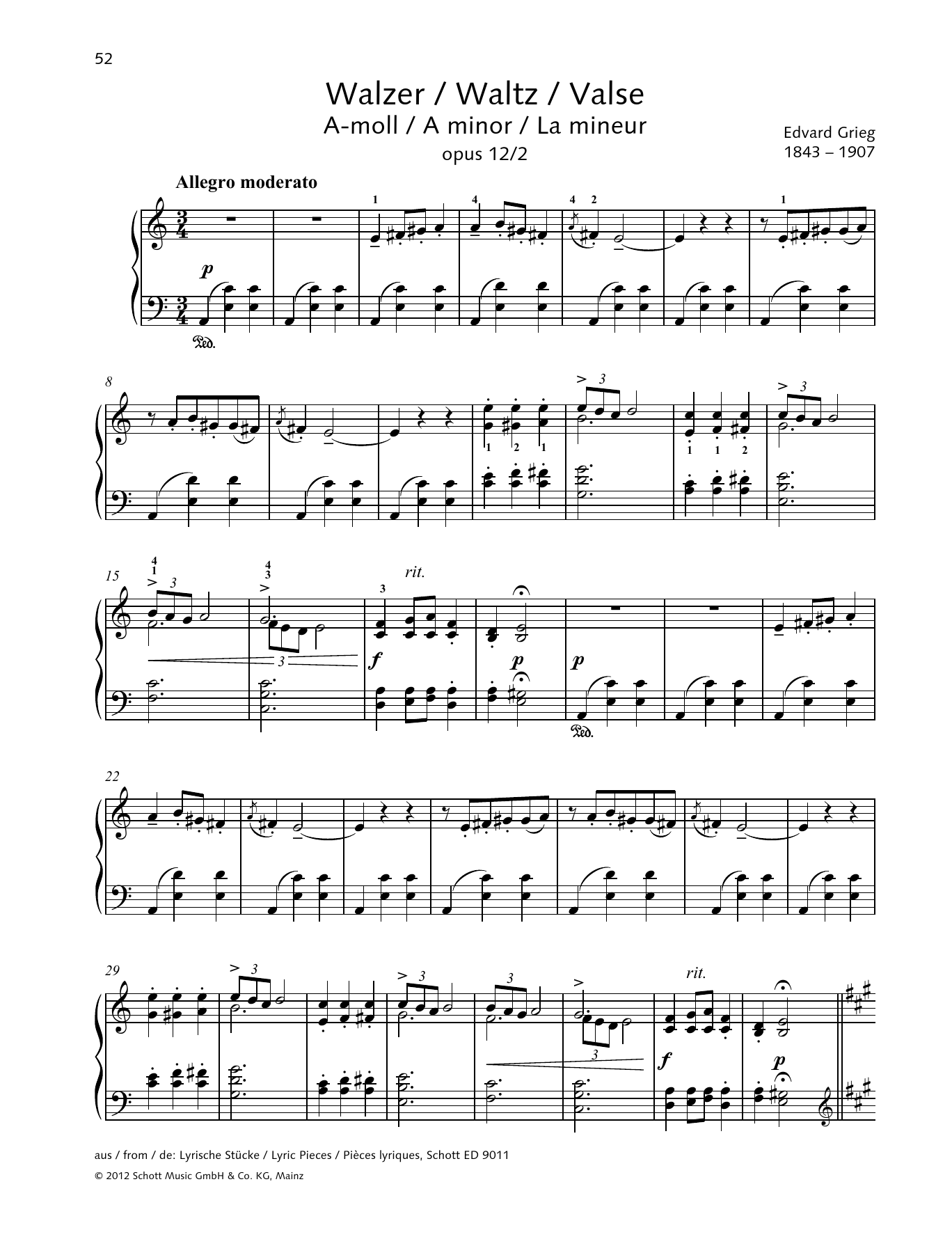 Learn to play Edvard Grieg Waltz A minor sheet music for Piano Solo in minutes. Price: 6.9900$ Edvard Grieg Waltz A minor sheet music notes and chords arranged for Piano Solo