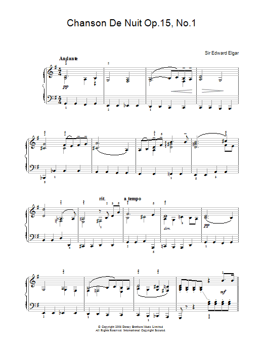 Edward Elgar Chanson De Nuit Op.15, No.1 sheet music notes and chords. Download Printable PDF.