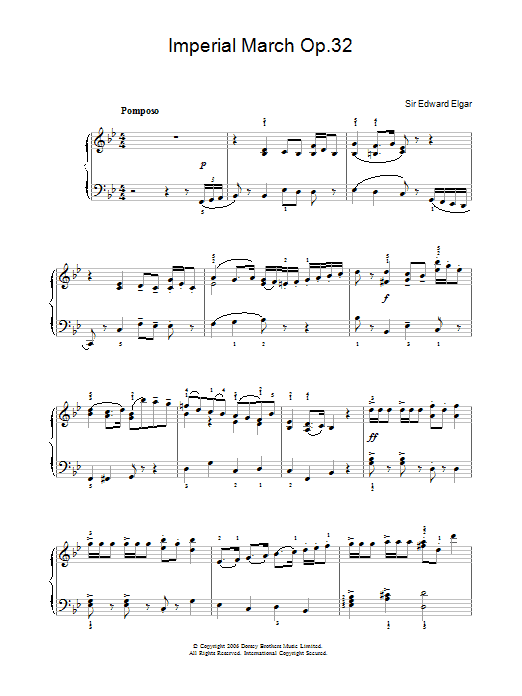 Edward Elgar Imperial March Op. 32 sheet music notes and chords. Download Printable PDF.