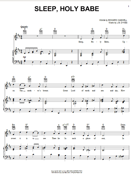 Edward Caswall Sleep, Holy Babe sheet music notes and chords. Download Printable PDF.