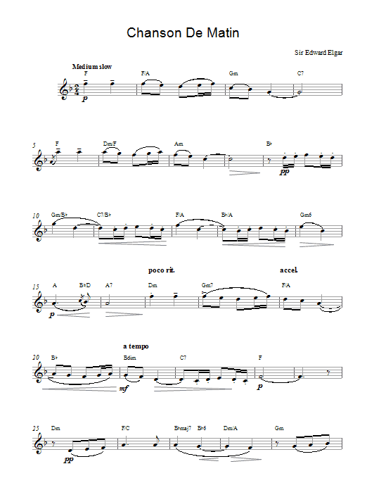 Edward Elgar Chanson De Matin Opus 15, No. 2 sheet music notes and chords. Download Printable PDF.