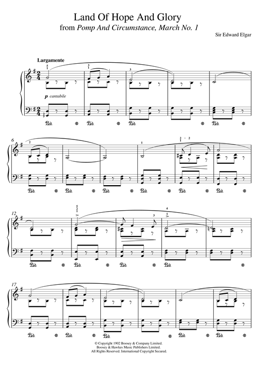Learn to play Edward Elgar Land Of Hope And Glory (Pomp And Circumstance, March No. 1) sheet music for Piano Solo in minutes. Edward Elgar Land Of Hope And Glory (Pomp And Circumstance, March No. 1) sheet music notes and chords