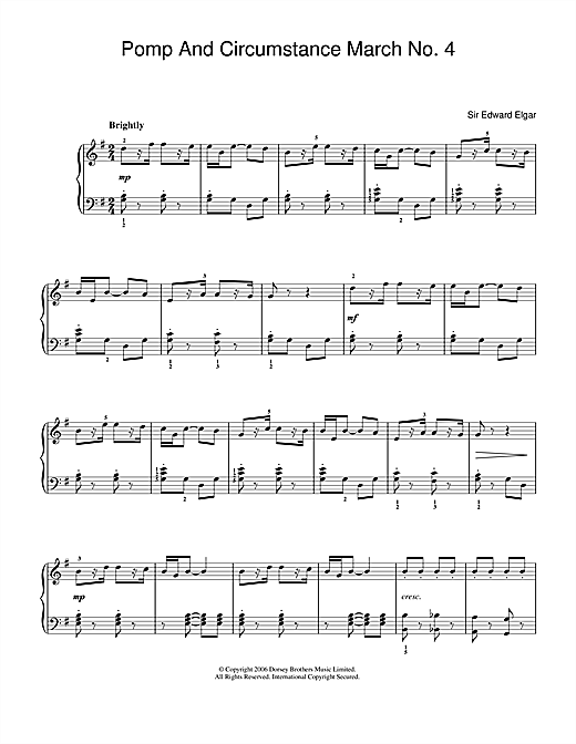Edward Elgar Pomp And Circumstance March No.4 sheet music notes and chords. Download Printable PDF.