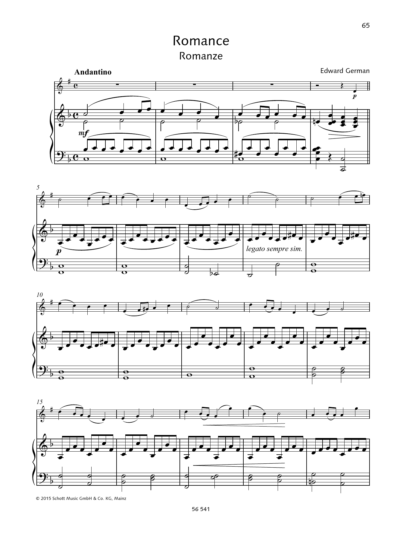 Edward German Romance sheet music notes and chords. Download Printable PDF.