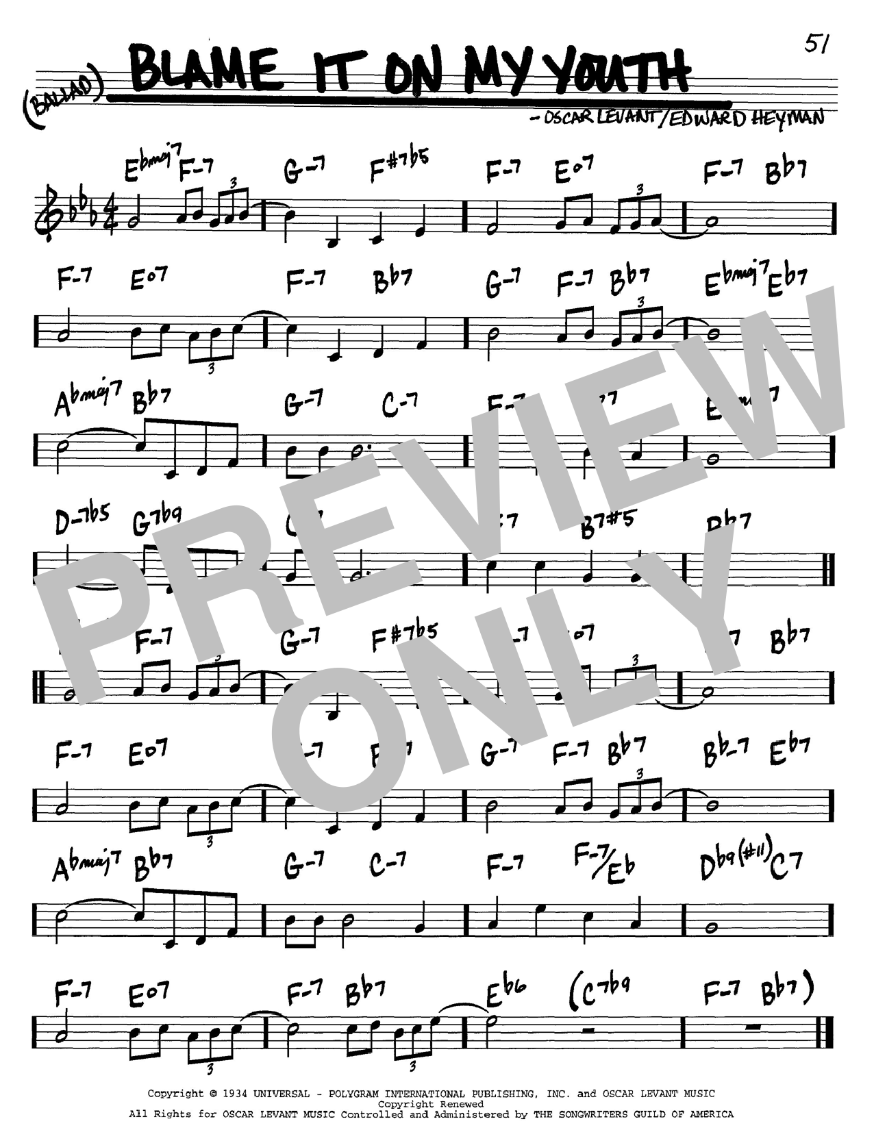 Learn to play Edward Heyman Blame It On My Youth sheet music for Real Book – Melody & Chords in minutes. Edward Heyman Blame It On My Youth sheet music notes and chords. Download Printable PDF.