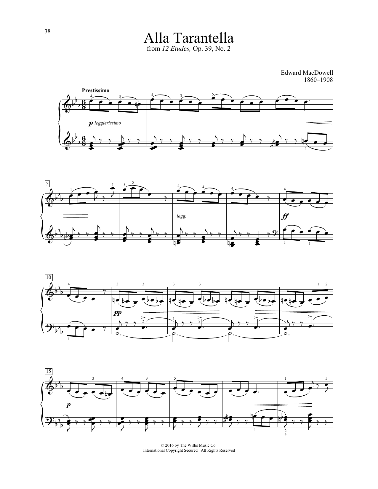 Edward MacDowell Alla Tarantella sheet music notes and chords. Download Printable PDF.