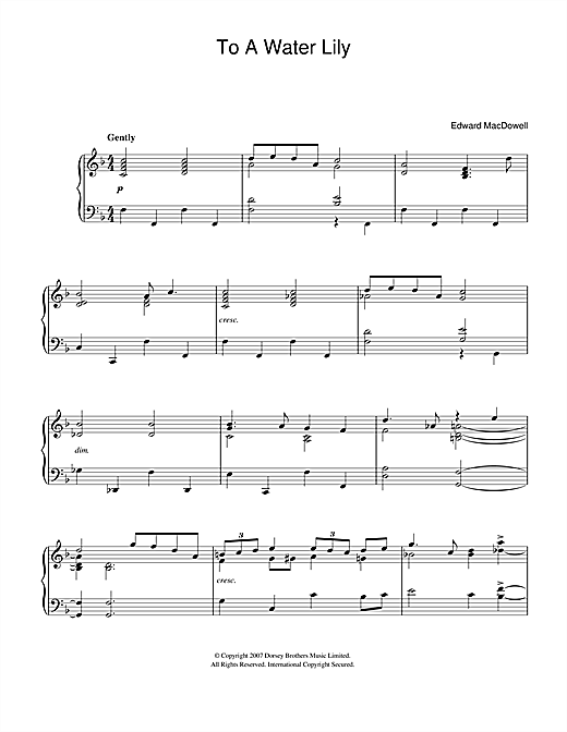 Edward MacDowell To A Water Lily sheet music notes and chords. Download Printable PDF.
