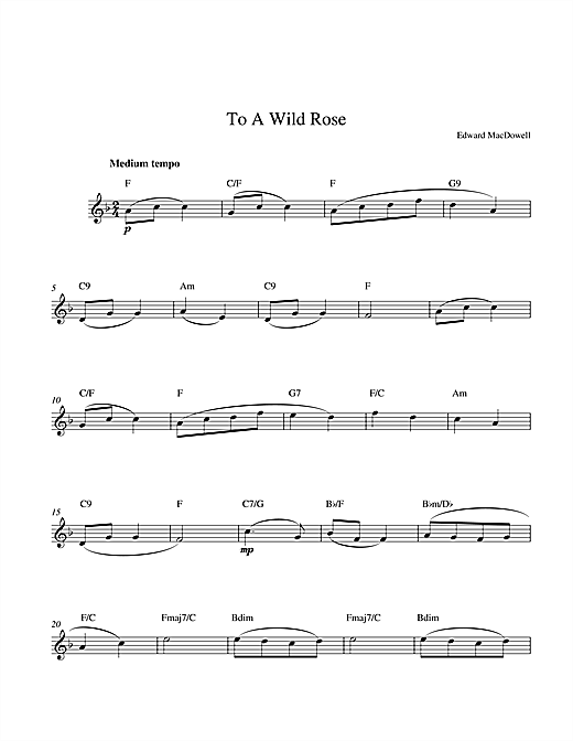 Edward Macdowell To A Wild Rose Sheet Music Pdf Notes Chords Classical Score Clarinet Solo Download Printable Sku 106538