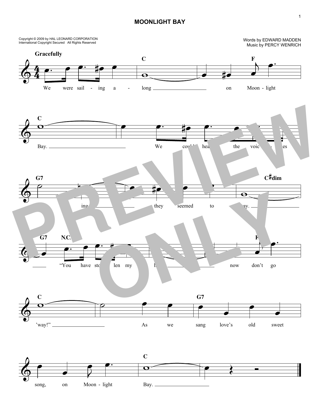 Edward Madden Moonlight Bay sheet music notes and chords. Download Printable PDF.