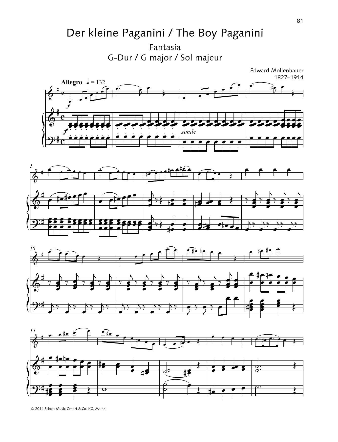 Edward Mollenhauer The Boy Paganini sheet music notes and chords. Download Printable PDF.