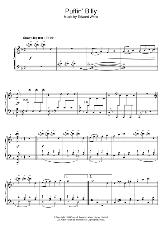 Edward White Puffin' Billy sheet music notes and chords. Download Printable PDF.