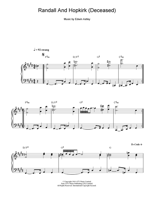 Edwin Astley Randall And Hopkirk (Deceased) sheet music notes and chords. Download Printable PDF.